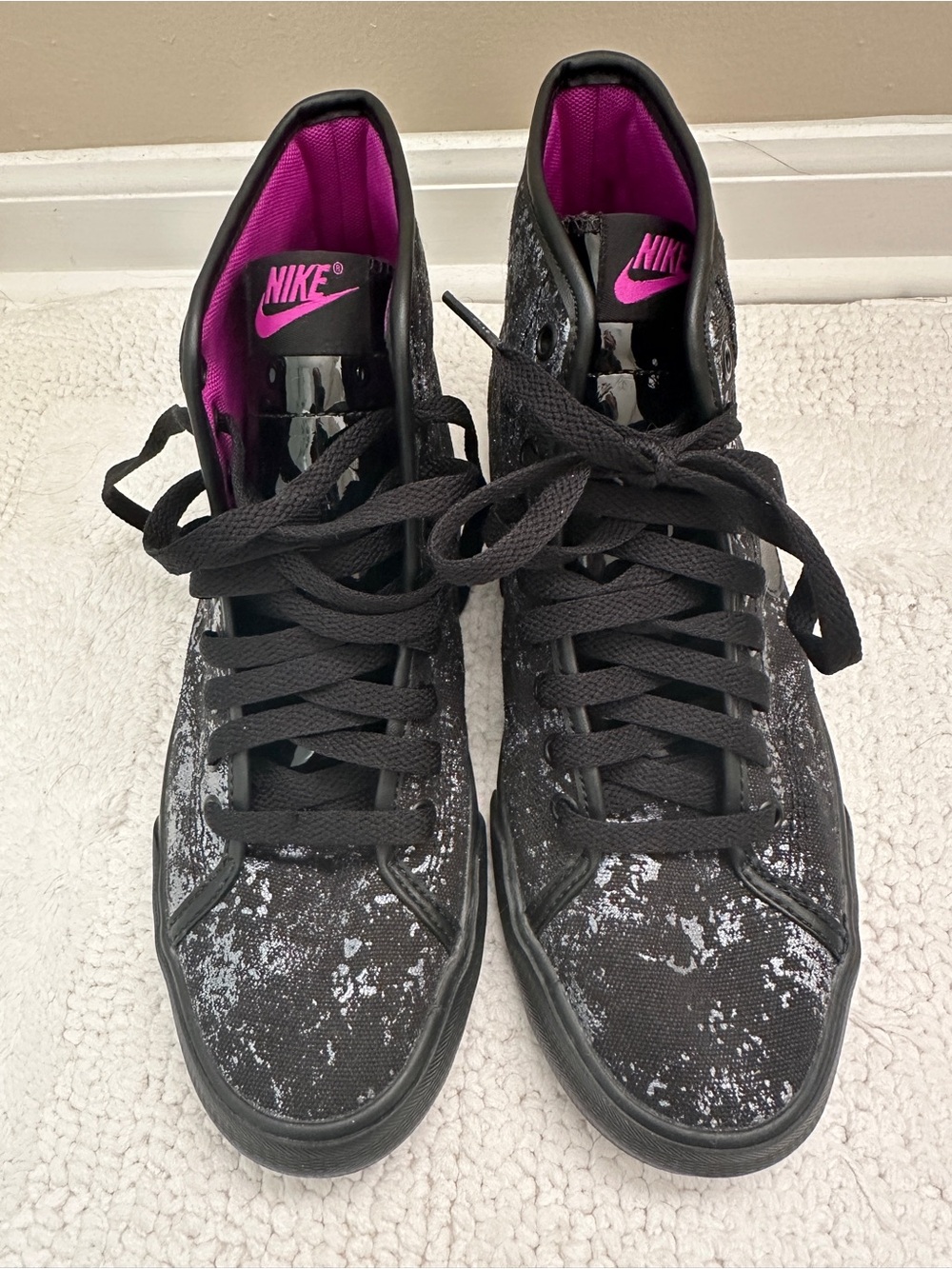 Nike Primo Black High-Top Sneakers with Magenta Interior